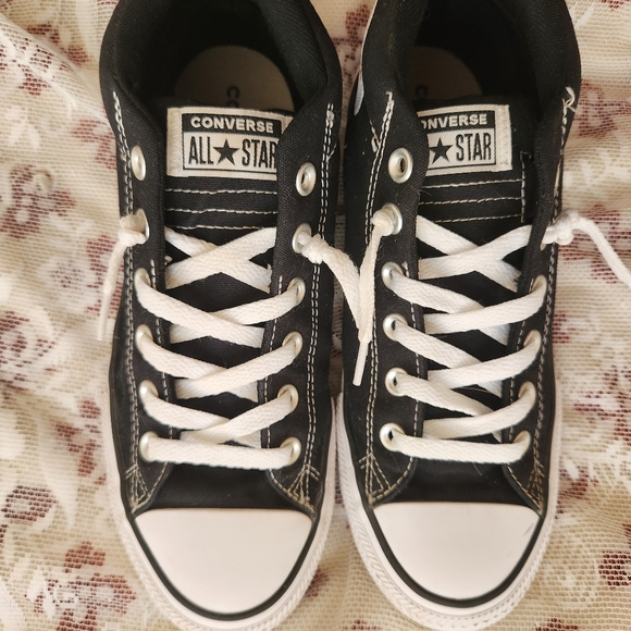 ⚘️HP⚘️Converse Unisex Youth 6/Men's 6/Wmn's 8 Black White Mid-High Top Sneakers - Picture 7 of 10